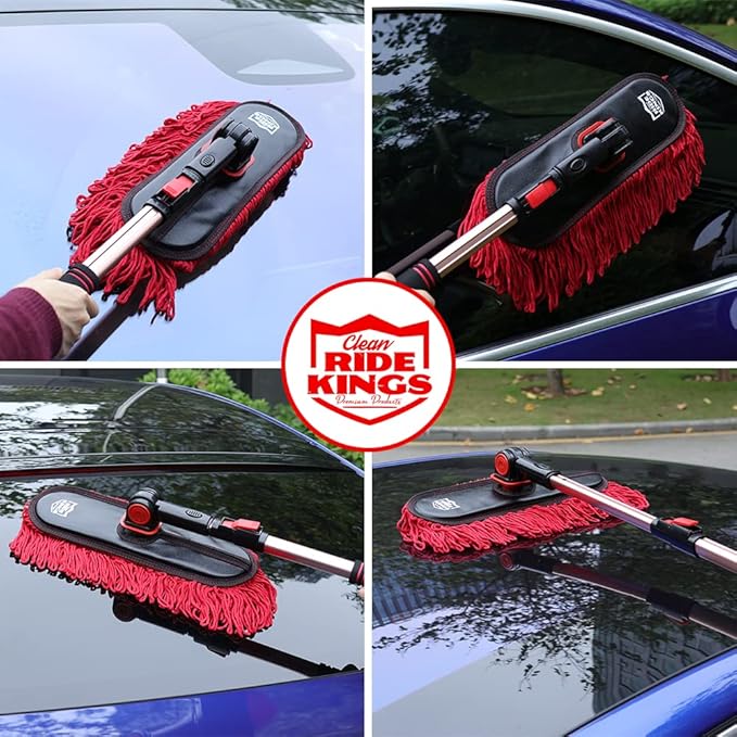 Car Duster Exterior Scratch Free, Extendable Handle, Detail Brush Kit for Vehicles, Wax Cotton Fabric, Waterless Wash Treatments，Car Care Equipment，Gifts for Men Women