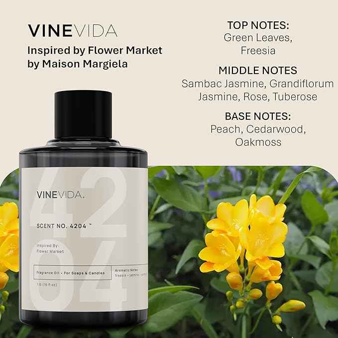 VINEVIDA [16 Oz] Scent NO. 4204 Inspired by Flower Market | Premium Fragrance Oil for Candle Making & Soap Making | Candle Scents for Soy Wax | Scented Oils for Car Freshies & Bath Products