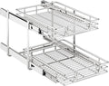 2-Tier Kitchen Cabinet Pull Out Shelf and Drawer Organizer Slide Out Pantry Storaqe Basket in Multiple Sizes (16" W x 21" D)