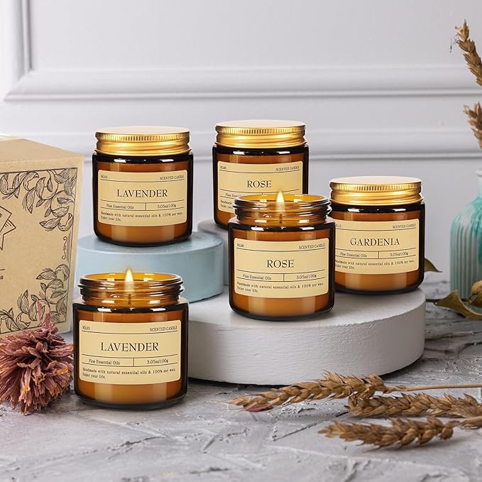 Scented Candle Set 24 Pack (3.05oz Each) - Aromatherapy Candles with Essential Oils, Smokeless Soy Wax Candles in 12 Scents, Gift for Women/Mom, Valentine/Mother's Day/Christmas/Birthday