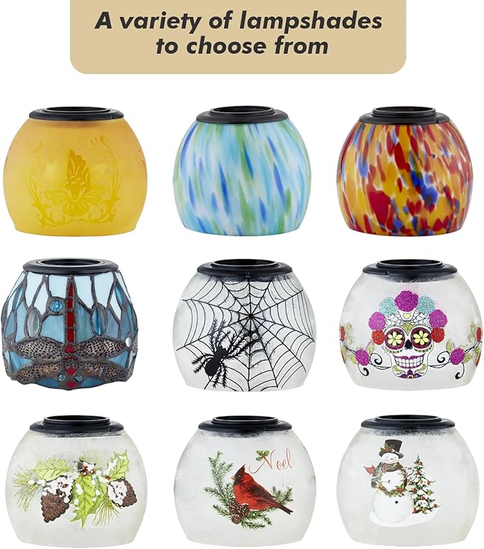 Tiffany-Style Candle Warmer Lamp | Handcrafted Stained Glass Home Decor with LED Bulb | Flameless Wax Melter for Living Room, Bedroom, Housewarming Gifts (Dragonfly)