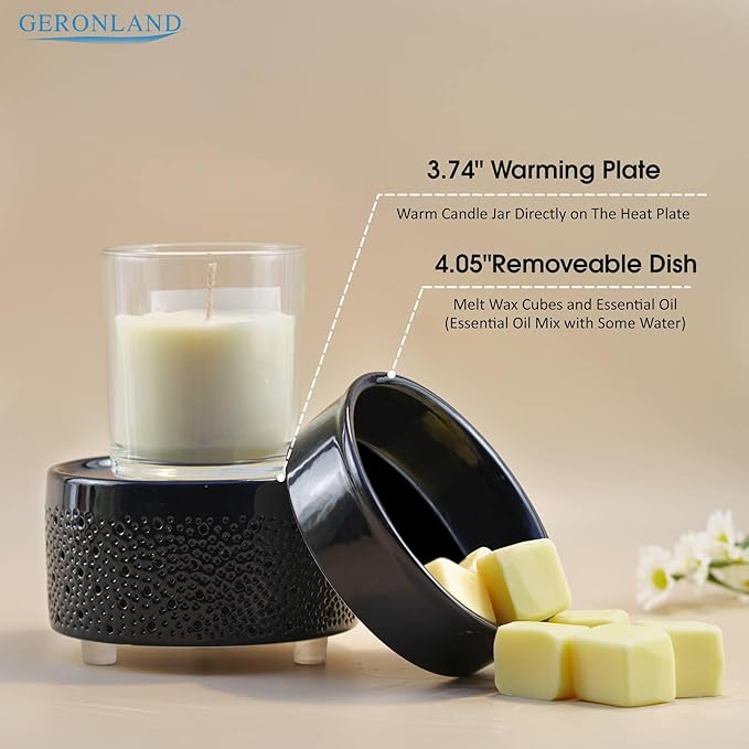 Wax Melt Warmer 3-in-1, Ceramic Candle Warmer & Oil Burner with Starry Sky Holes & Auto-Fading 7-Color Light, Fragrance Warmer for Scented Wax, for Mom Wife Sister (Black)