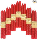 Lacaser Natural Beeswax Red Taper Candles Bulk Pack of 14 pcs, Unscented Red Long Candlesticks 9 Inches Each, Burning Time 4 Hours
