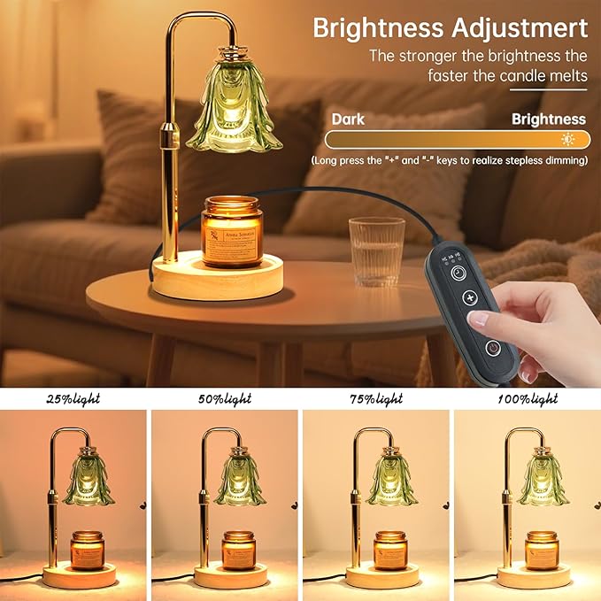 Candle Warmer Lamp with Timer Electric Candle Warmer Lamp Adjustable Height Dimmable Wax Warmer Lamp Jar Candles with 2 Bulbs for Home Decor & Office
