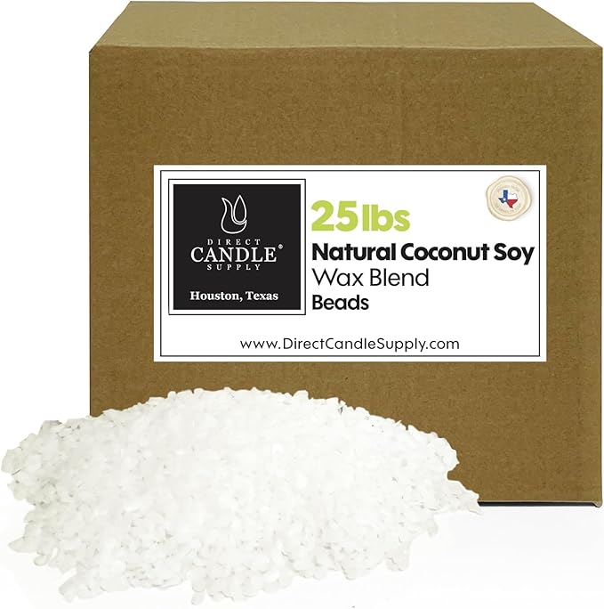 Coconut Soy Wax Beads for Candle Making | 25lb Coconut Soy Candle Wax Pastilles for Candlemaking | Smooth Blend for High Load Fragrance Formulation | Candle Making Supplies