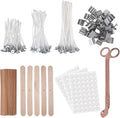 180 Pcs Candle Wicks for Candle Making Kit: 150 Cotton Wicks & 30 Wood Wicks with Candle Making Tools（Wick Holders、Stickers、Wick Trimmer） Thick 4"+6"+8" for Candle Making,Candle DIY