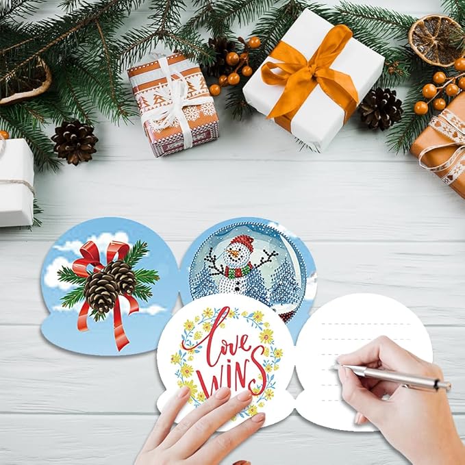 10PCS Special Shape Diamond Drawing Cards Xmas Crystal Ball Set DIY Diamond Painting 5.91x5.91inch