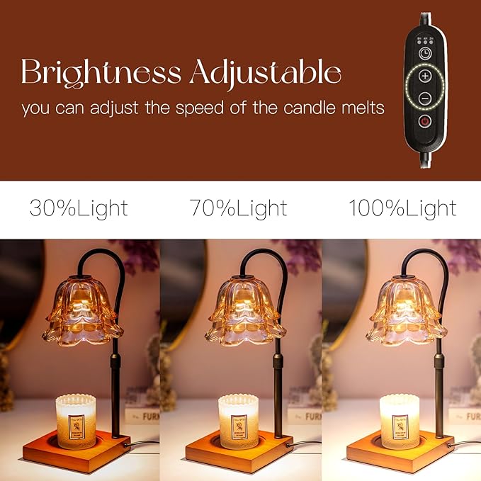 Candeldo Candle Warmer Lamp with Timer: Flower Black Candle Lamps Height Adjustable Vintage Home Bedroom Decor Mom Birthday Gift for Women