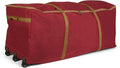Covermates Keepsakes Christmas Tree Rolling Cinch Bag – Heavy-Duty Polyester Holiday Storage with Wheels, Reinforced Handles & Cinch Straps – Durable Christmas Tree Storage Solution, Red