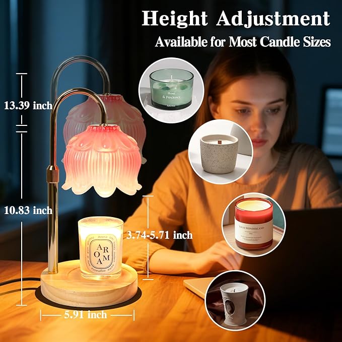 GEEZO Fragrance Candle Warmer Lamp，Electric Candle Warmer with Timer & Dimmer，Mom Christmas Birthday Gifts for Women, House Warming Gifts New Home Bedroom Decor