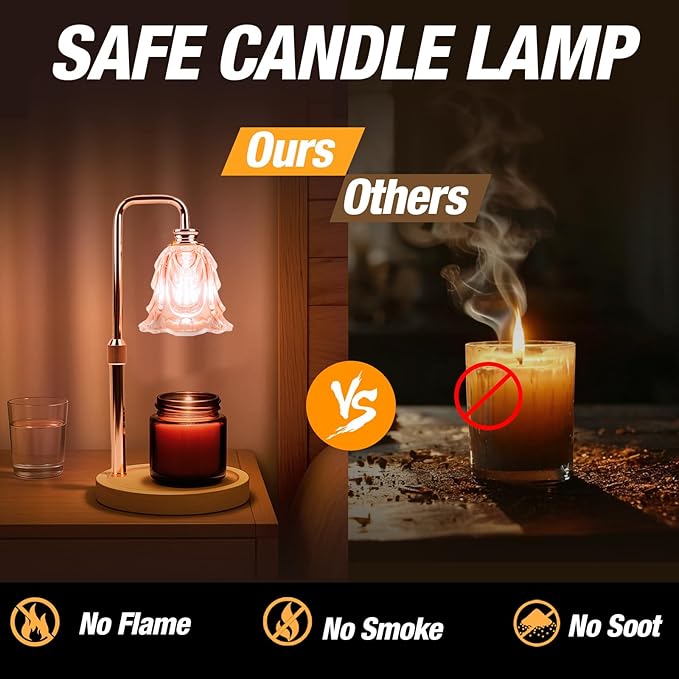Candle Warmer Lamp with Timer and Dimmer, Electric Wax Warmers for Scented Candles with 5 Brightness Settings, Anti-Glare Lamp with Adjustable Height, Home Decor, Gift for Christmas, Birthday