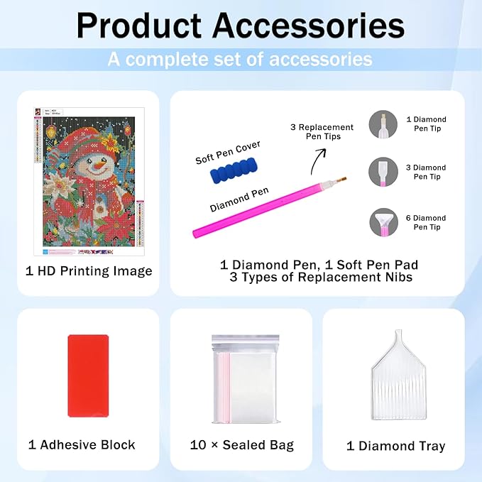 XTCIXAL Christmas Diamond Art Kits for Adults, Snowman Diamond Painting Kit, DIY Beginners Gem Art Suitable for Gifts and Home Wall Decor - 12x16 Inch