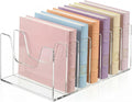 Wenqik Clear Acrylic Desktop File Organizer Vertical File Sorter 4mm Thick, Large Capacity Upright Magazine Organizer, Book Paper, Notebooks, Envelopes, Mail Holder(7 Section)