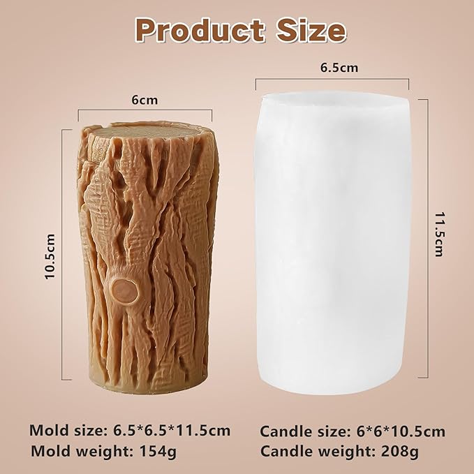 Tree Stump Silicone Candle Mold for DIY Candle Making – Perfect for Decorative Candles, Soaps, and Crafts