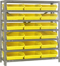 Quantum Storage Systems 1239-109YL Solid Heavy Duty 7 Shelves 18 Economy Yellow Bins 39" H x 36" W x 12" D