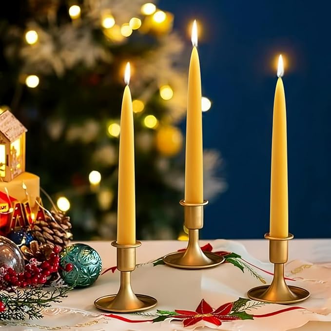 30 Pack Beeswax Taper Candles, 8 in Dripless Pure White Beeswax Candle Sticks,8 Hours Long Burning Natural Bees Wax Candle for Home,Unscented Smokeless Tapered Candlesticks for Dinner