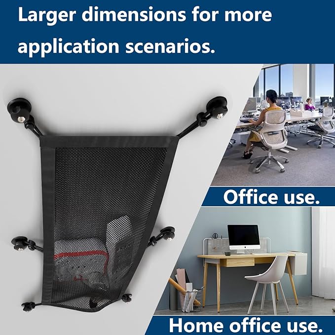 WurdeWindig Cable Management Net, Black Cable Manager Kit,Flexible Under Desk Mesh, Extra Large Capacity Cable Organization,Hide Cables for Desktop, 37.5 * 9.5Inches，Suitable for Large Desks.