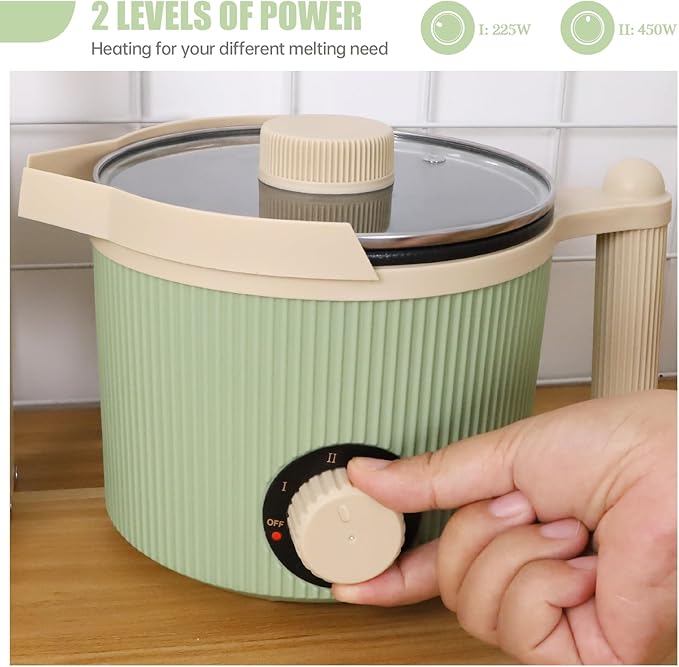 TOAUTO 3Lbs Green Wax Melting Pot Handheld Candle Melting Pot with Two Power Adjustment Easy Pouring Spout Non-Stick Coating for Candle DIY Hobbyist