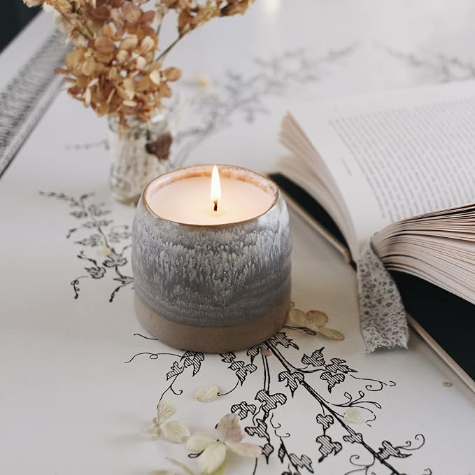 Hyggelight - The Growing Candle, Mint & Eucalyptus Scented, 10oz Ceramic Pot, Aromatherapy Candles, 100% Soy, Greta