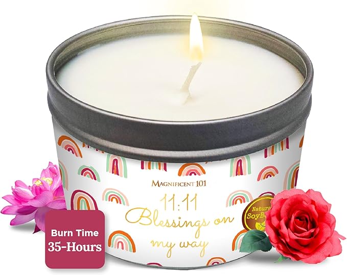 MAGNIFICENT 101 Long-Lasting Affirmation Tin Soy Wax - 6 Oz - 35-Hour Burn - Sage & Palo Santo Scent - Energy Cleansing & Manifestation