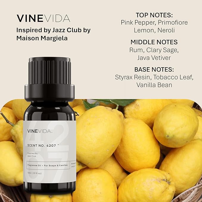 VINEVIDA [10 Ml] Scent NO. 4207 Inspired by Jazz Club | Premium Fragrance Oil for Candle Making & Soap Making | Candle Scents for Soy Wax | Scented Oils for Car Freshies & Bath Products