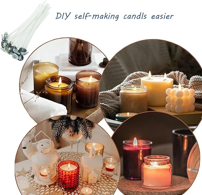 8Set Wood Candle Wicks for Candle Making,3.15x3.15inch(Width*Height) Grid Design Large Natural Crackling Wood Wicks with Metal Base, 20Pcs 4inch Pre-Waxed Candle Wick,Candle DIY Supplies.