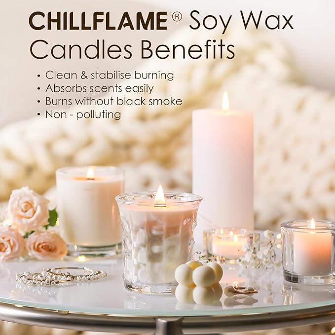 CHILLFLAME Soy Wax Flakes, Natural Candle Wax, Organic Soy Wax for Candle Making from Farm, No Harmless, Additives, and Pure (10 lb)