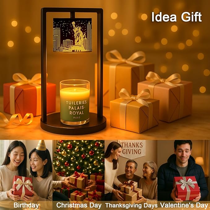 Candle Warmer Lamp with Timer Wax Melt Warmer for Scented Jar Candles Candle Lamp Warmer Gifts for Mom Christmas Gift, House Warming Gifts New Home Office Dorm Room Fall Decor (Statue of Liberty)
