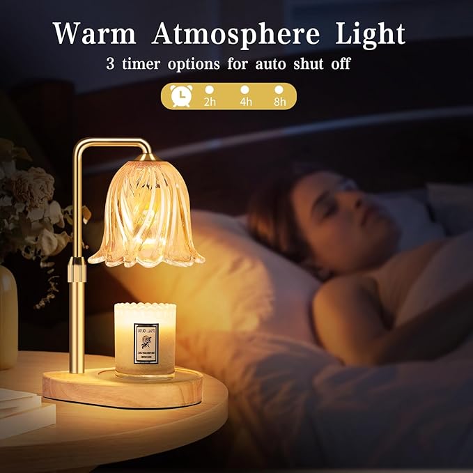 Candle Warmer Lamp with Timer Dimmable: Birthday Gifts for Women Adjustable Height Candles Light Warmers Lamps Gold Crystal Candle Warmer, House Warming Gift New Home Decor, Christmas Gifts for Women