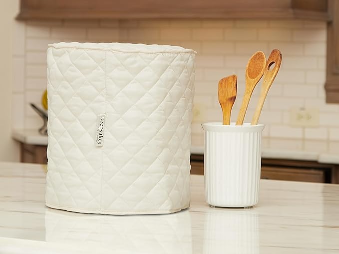 Covermates Keepsakes Blender Cover – Quilted Appliance Protector for Food Processors – Dust & Stain Resistant, Washable Slip‑On Design for Countertop Storage, Cream
