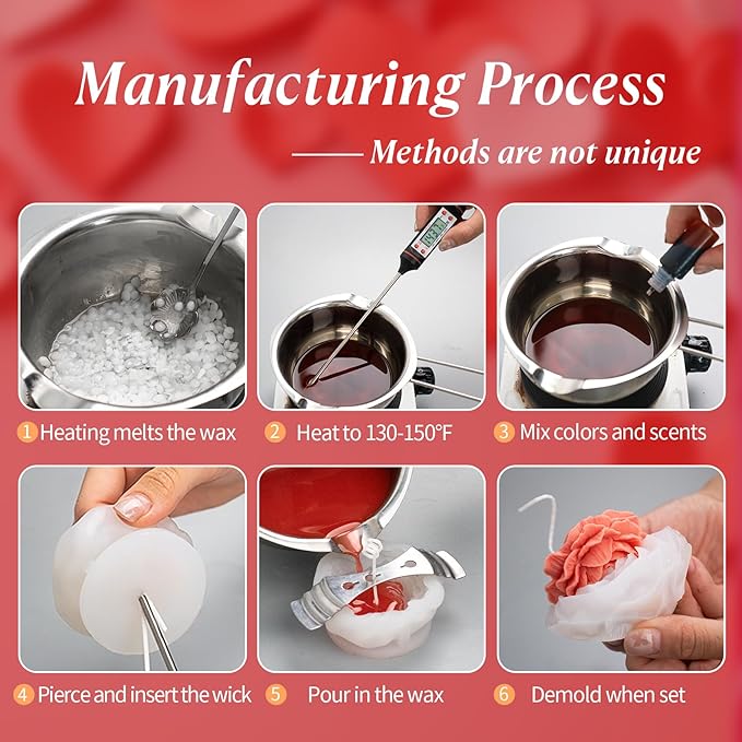 MGLIFEUL 2Pcs Peony Silicone Candle Flower Wax Mold Silicone for Candles Resin Making Molds Moldes De Silicona para Hacer Velas Artesanales De Silicona,for Making Mothers Day Gifts for Mom Daughter