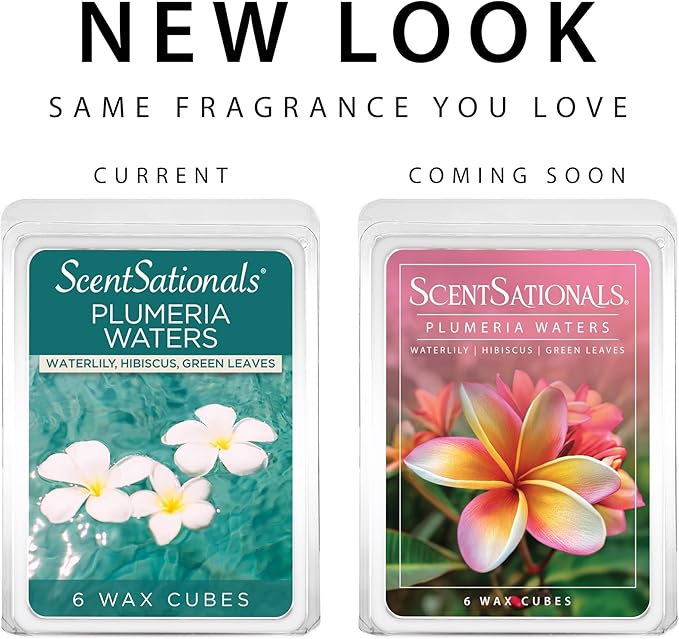 Scentsationals Wax Melts, Wax Cubes Strong Scent - Flower Garden Collection Plumeria Waters - Long Lasting Scented Wax Melts for Warmer, 10oz (24-Cubes)