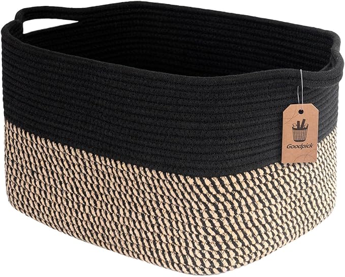 Goodpick Cube Storage Bins - Towel, Book, Cloth, Shoes, Closet Shelf Woven Baskets for Office, Baby Laundry, Toys, 13''x10''x9''