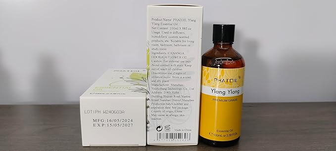 PHATOIL 100ML Ylang Ylang Essential Oil, Premium Essential Oils for Diffuser, Humidifier, 3.38fl.oz Scented Oils for Soap, Candle Making