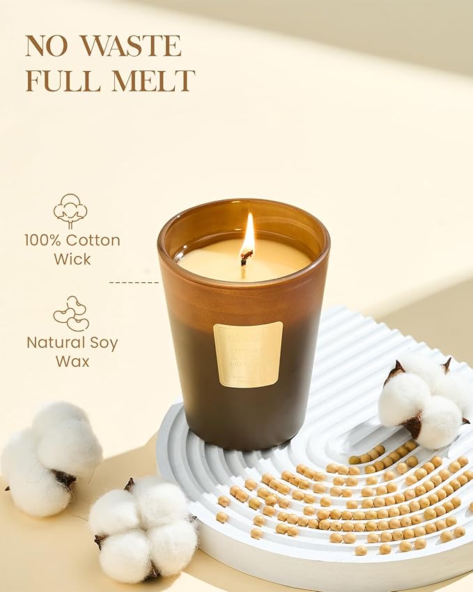 M&SENSE Fudgy Cocoa Brownie Soy Candle, 14.1oz 60H Long Lasting, Aromatherapy Candle for Living Room Cozy New Year Winter Housewarming Gifts