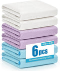 Microfiber Glass Cleaning Cloth 6 Pack, 15.5x15.5 Inch Magic Cleaning Rags, Lint Free Streak Free Reusable Towels for Windows, Mirrors, Cars, Screens, Kitchen and Stainless Steel Surface