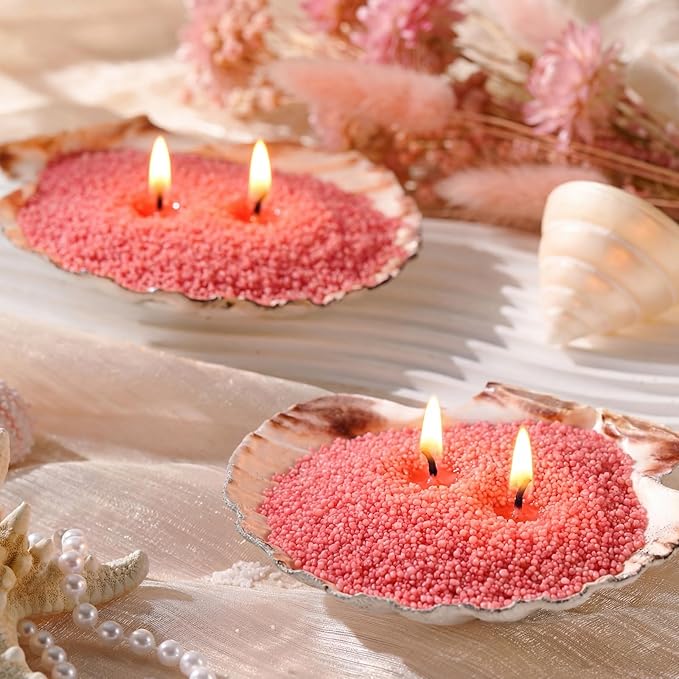 MTLEE Candle Sand 3.3 lb DIY Pearled Candle Making Kit Included 20 Pcs Wicks and Refillable Beaded Wax Sand Beaded Wax Gift with Wicks Self Extinguish for Home Wedding Party Women (Red)