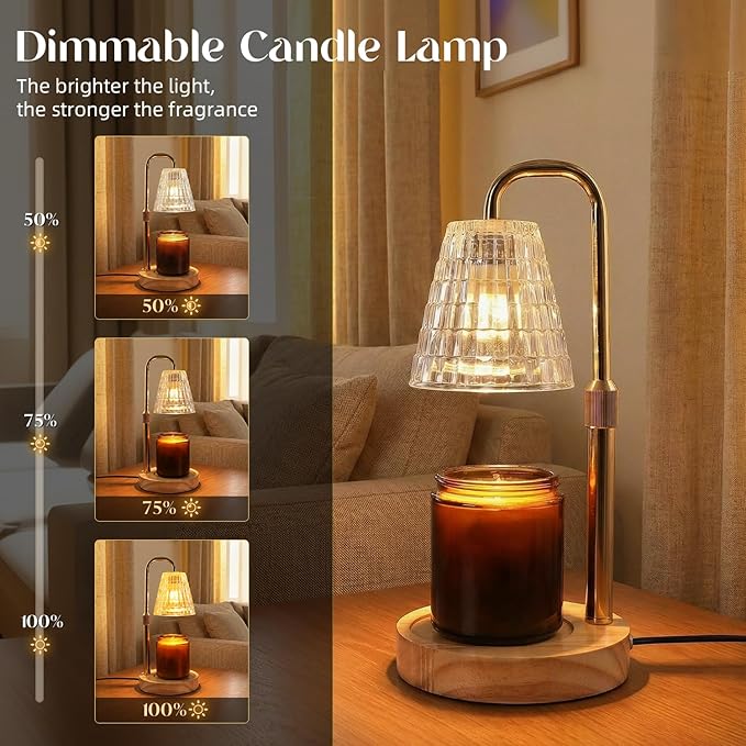Glimra 2 Pack Candle Warmer Lamp Electric Timer,Candles Candle Wax Warmer for Jar Candles,Adjustable Candle lamp Birthday Gifts,for Mom Women Friend Sister,Office Apartment Dorm Room Home Decor