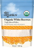 Sky Organics - Organic White Beeswax - DIY Home Essentials - Beauty, Skin Care, & Crafts - Candle Making Supplies - Make Lip Balm, Candles, Soap, Lotion, Cream, Body Butter - Mild Natural Scent, 16oz