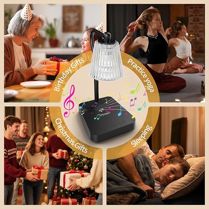 Dimmable Candle Warmer Lamp with Timer, 2-in-1 Adjustable Candle Lamp Warmer Light Sound, Touch Control Lamp Candle Warmer Light for Jar Candles