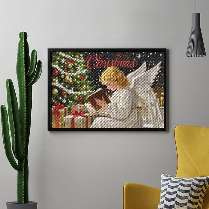 AIVKIEJK Diamond Painting Kits for Adults - Merry Christmas Angel Welcome Painting DIY 5D Full Drill Diamond Dots Paintings with Diamonds Gem Art and Crafts Home Decor 8"x12"