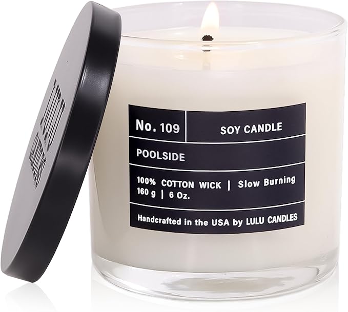 Lulu Candles | Poolside | Luxury Scented Soy Jar Candle | Hand Poured in The USA | Highly Scented & Long Lasting (6 Oz.)