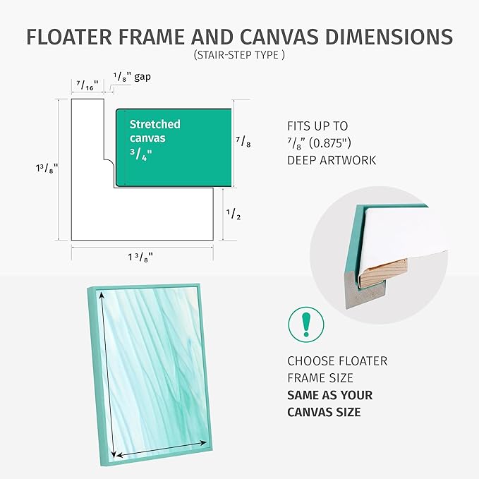 Pixy Canvas Floater Frame 4x8 for 3/4 (0.75) inch Deep Canvas Paintings/Canvas Prints/Wood Canvas Panels/Wall Art/Wall Decor/Home Decor/Artwork (Distressed White, 4 x 8 inch, Portrait)