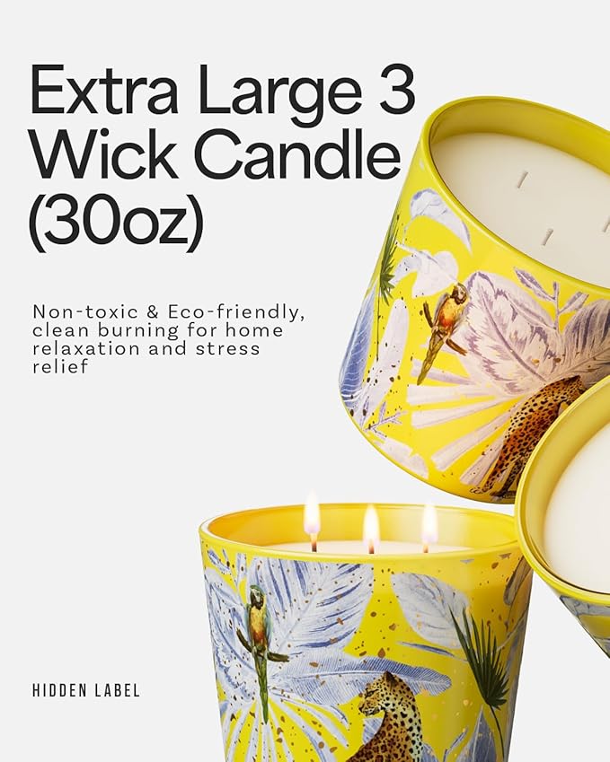 Blood Orange Grapefruit Scented Candle, 30oz Natural Soy Wax, 3 Wick Big Candles for Home Scented, 100+ Hour Slow-Burn,Non Toxic Aromatherapy Candle Gifts for Women&Men | Home,Stress Relief,SPA