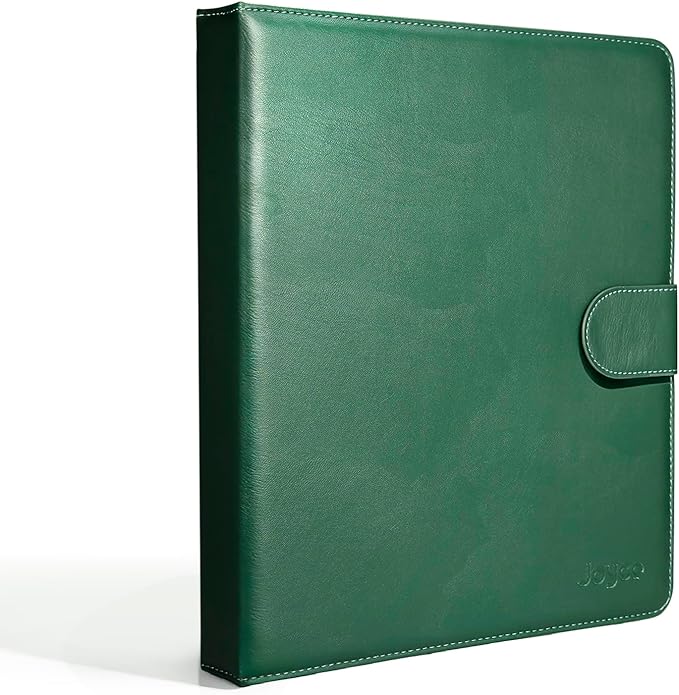 JOYCE Important Document Organizer, 14 Expandable Pockets, 13 Card Slots, for A4 Paper/Letterhead/Cards, with 2 Label Stickers, Suitable for Home, Office, School Use (Olive Green - Leather)