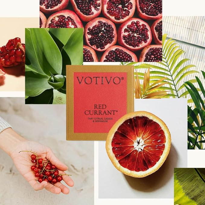 Votivo Red Currant 6.8 oz Aromatic Candle | Soy Wax Blend | Luxury Glass Jar Scented Candle & Box | Candles for Home Scented | Long Burning & Highly Scented