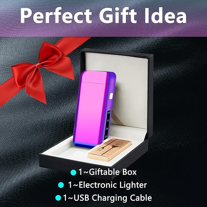 Electric Lighters Rechargeable Flame Arc Type-C Plasma Lighter Windproof Candle Cool Lighter with Smart Chip for Camping, Adventure (Color)