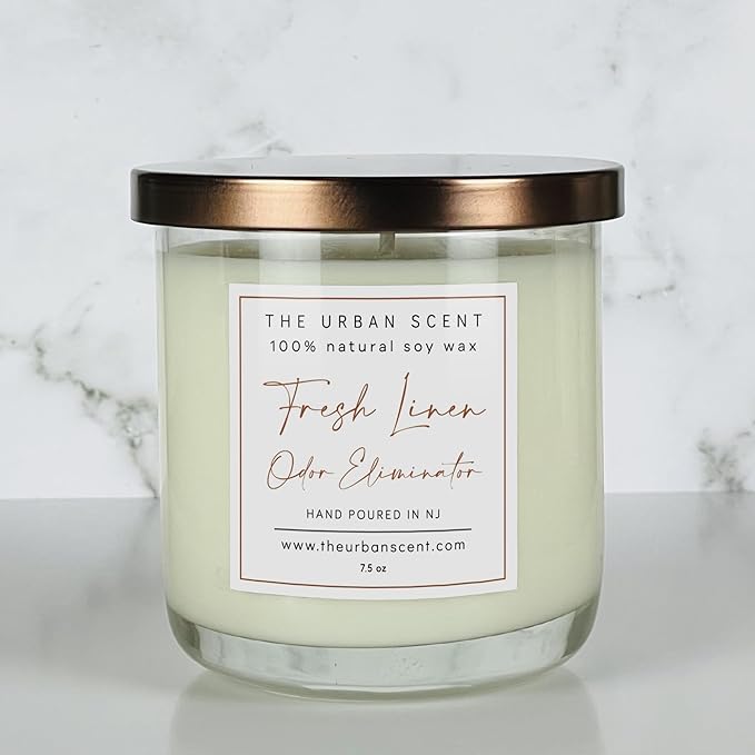 Fresh Linen Scented Odor Eliminator Soy Candle | Scented Soy Candle for Home| 7.5 oz, 45 Hour Burn Time, Made in The USA