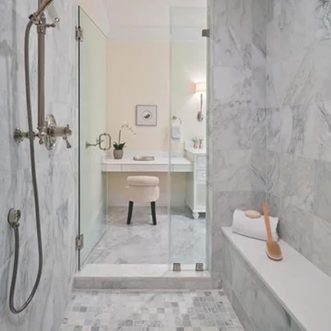 Super White Engineered Marble Threshold for Shower Curb, Bathroom Vanity Backsplash, Window Sill, Door Transitions (5" x 30")