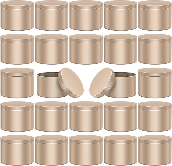 AOSWELE 24 Pcs Golden Candle Tins, Premium Matte Candle Vessels for DIY Kit